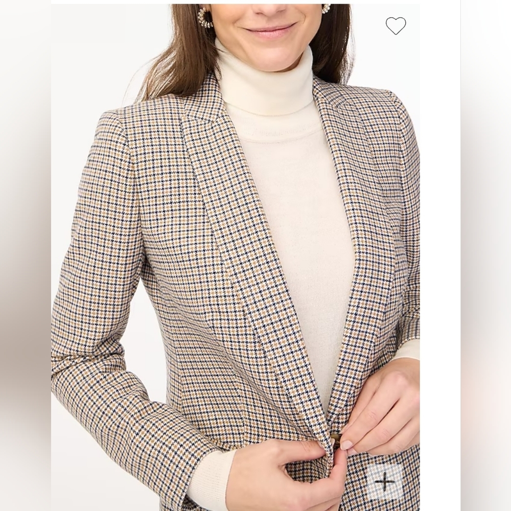 J crew factory checkered one-button blazer size 8